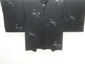 大正ロマン　漆家屋風景模様織出し一ツ紋羽織